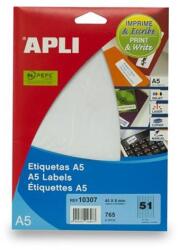 APLI Etikett, 45x8 mm, eltávolítható, ékszerekhez, A5 hordozón, APLI, 765 etikett/csomag