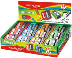Keyroad Hegyező, 2 lyukú, 24 db/display, Keyroad Dou-Power, vegyes színek (KR972265) - irodaitermekek