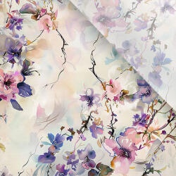 Takoy Enyhén elasztikus műselyem / silky anyag világos virágok 4