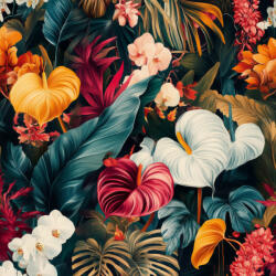 Takoy Fényes anyag fürdőruhákhoz, fitnesz ruházathoz színes trópusi virágok