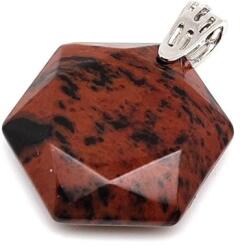 R. M. ékszer Hexagon medál Obszidián mahagóni 2, 5cm (022249)