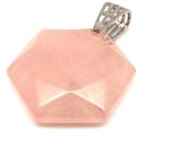 R. M. ékszer Hexagon medál Rózsakvarc 2, 5cm (022220)