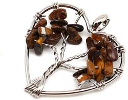 R. M. ékszer Életfa medál drótos szív Tigrisszem 3cm (022215)