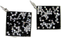 ROCK ÓRIÁS ROCKOS KOCKA kapcsos fülbevaló - 20 mm (fekete/ezüst) (2023041403)