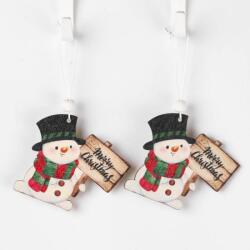  Karácsonyi 2 db-os akasztós dekoráció hóemberrel Merry Christmas felirattal 7x6 cm ZHH113181 (ZHH113181)