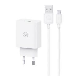 USAMS SCXLTZ01 18W USB fehér hálózati töltő + microUSB kábel (SCXLTZ01)