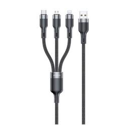 Awei CL-975 1, 2m USB - Lightning/microUSB/Type-C fekete adat- és töltőkábel (CL-975)