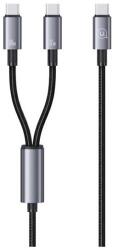 USAMS SJ740USB101 1, 2m Type-C - 2xType-C fekete adat- és töltőkábel (SJ740USB101)