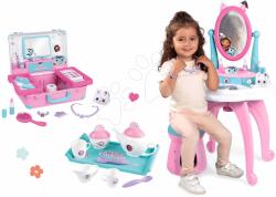 Smoby Set măsuță cosmetică cu set de ceai Gabby Dressing Table 2în1 Smoby pe tavă cu valiză cosmetică cu oglindă și cosmetice (SM320254-4)