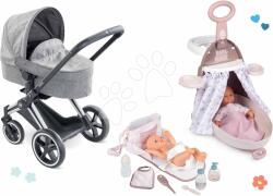 Corolle Set cărucior cu păpușă în șalopetă Cybex Landau 3în1 Priam Corolle și valiză de înfășat pe roți cu geantă (CO140770-22)