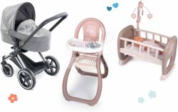 Corolle Set cărucior cu scaun de masă Cybex Landau 3în1 Priam Corolle și un leagăn cu carusel pentru păpușă (CO140770-18)