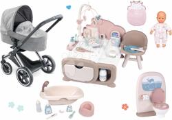Corolle Set cărucior cu căsuță electronică Cybex Landau 3în1 Priam Corolle cu păpușă de 32 cm cu cădiță sac de dormit și baie cu toaletă (CO140770-24)