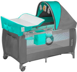 Lionelo Sven plus multifunkciós utazóágy - Turquoise-grey - pepita