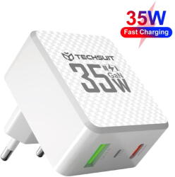 Techsuit Incarcator de retea Incarcator Priza GaN, USB, Type-C, 35W - Techsuit (CHPD173) - White (KF2345028) - pcone