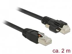 Delock 2 m-es RJ45 dugó > RJ45 dugó csavarokkal csatlakozós Cat. 6 SSTP kábel (85668)