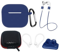 Hurtel AirPods 3 szilikon tok szett + tok/fülkampó/nyakszíj/óraszíj tartó/karabiner kapocs - kék