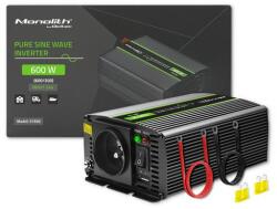 Qoltec Monolith Tiszta szinuszos inverter | 300W | 600W | 24V-ról 230V-ra (QC-51936)