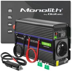 Qoltec Monolith módosított szinuszhullámos inverter 600 | 12V - 230V | 300/600W| USB (QC-51924)