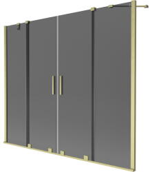 Mexen Velar Duo, 2 szárnyas eltolható kádparaván 170 x 150 cm, 8mm szürke üveg, arany matt profil, 896-170-000-42-55 (896-170-000-42-55)