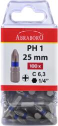 ABRABORO Power Bit Színes Gyűrűvel Ph1X25 mm 100Pcs Pack (061802201017)