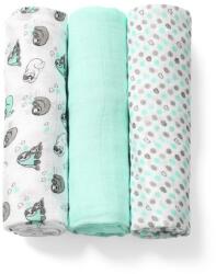 BabyOno bambusz-pamut textilpelenka 3 db - Menta lajhár