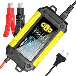 Foxsur Incarcator și Tester Baterie FOXSUR FTC-1206 2-in-1, 12V/6A - Redresor Inteligent pentru Baterii Auto si Moto cu Functii Desulfatare, Reparare prin Impulsuri, Galben/Negru (SKU3233)