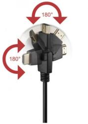 TECHLY HDMI kábel, 5 méter, high speed, Ethernet, forgatható fej, fekete (8057685309098)
