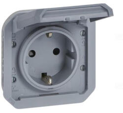 Legrand Plexo 55 2P+F csatlakozóaljzat csapófedéllel, csavaros vezetékbekötéssel, szürke 069571L Legrand (069571L)