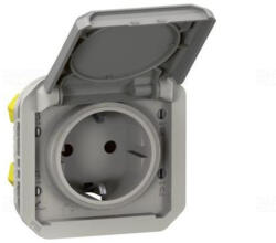 Legrand Plexo 55 2P+F csatlakozóaljzat csapófedéllel, rugós vezetékbekötéssel, szürke 069570L Legrand (069570L)
