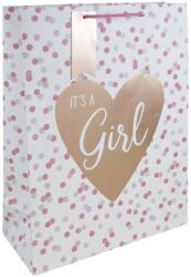 Eurowrap ajándéktasak (33x45, 5x15 cm) Baby, Its a girl, rózsaszín (5) (35444-1WC)