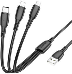 BOROFONE Bx71 3in1 Lightning - Type-c - Micro Usb Kábel 1 Méter Fekete