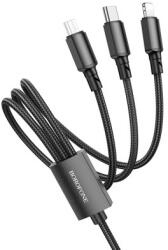 BOROFONE Bx72 3in1 Lightning - Type-c - Micro Usb Kábel 1 Méter Fekete