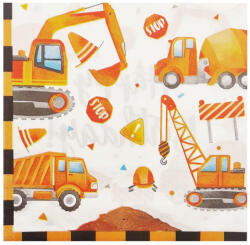 Munkagépek szülinapi party papir szalvéta 32x32cm, 16 db-os