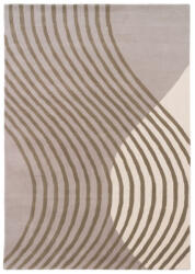  Wave, bézs alapon púder és karamell hullámvonalas, kézi szövésű prémium szőnyeg, 160x230cm