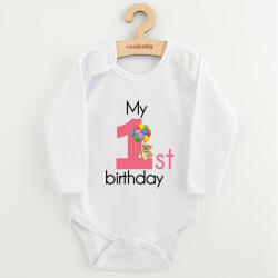 NEW BABY Baba body nyomtatással New Baby My first birthday pink - babacokmok