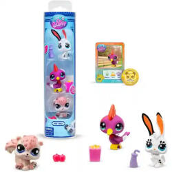 BANDAI Littlest Pet Shop LPS - Harkály (fakopáncs) (#99), nyuszi (#100) és mókus (#101) figuraszett (LPS00598)