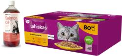 Whiskas WHISKAS Adult tasak 80 x 85 g Poultry Feast - nedves eledel felnőtt macskáknak, zselében (darabokban: csirke, kacsa, baromfi, pulyka) + Lab-V lazacolaj 100% Kutyáknak és macskáknak minden korosztály s