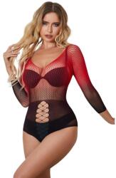 Subblime Dresses Subblime - 952259 Piros és Fekete Színátmenetes Hosszú Ujjú Rugalmas Halászháló Ruha Egy Méretben (d-241374)