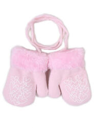 Yo! club téli kesztyű 12 cm - rózsaszín/fehér szívecskék - babyshopkaposvar
