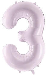 PartyDeco S. r. o 3. szám, világos lila, fólia lufi, 72 cm