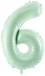 PartyDeco S. r. o 6. szám, világos zöld, fólia lufi, 72 cm
