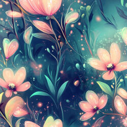 Takoy Jersey anyag Milano ragyogó virágok petrol alapon 150cm