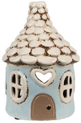 Clayre & Eef Candela Casuta ceramica albastra bej 11x15 cm (6CE1875)