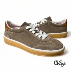 GNStyle Модерни дамски кецове gazelle от естествен велур в тъмно бежов цвят