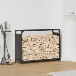 vidaXL Стойка за дърва, черна, 90x28x65 см, студеновалцувана стомана (864203)
