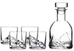  LIITON L10300 whiskys pohár és palack készlet, 1 l, 270 ml, 5 darab, vastagított falak, 3D Mount Everest aljzat, átlátszó (L10300)