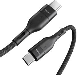 Veger CC01 - 60W USB Type-C - USB Type-C kábel - 120 cm, 60W töltés, gyöngyvászon borítás - fekete