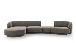 Micadoni Coltar modular Miley cu tapiterie din tesatura structurala si colt pe partea stanga, gri (MIC_SET5L_140_F1_MILEY6)