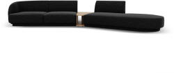 Micadoni Canapea modulara Miley cu tapiterie din tesatura structurala si colt pe partea dreapta, negru (MIC_SET3R_140_F1_MILEY7) Canapea