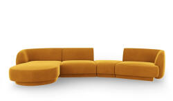Micadoni Coltar modular Miley cu tapiterie din catifea si colt pe partea stanga, galben (MIC_SET5L_51_F1_MILEY7)